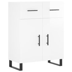 Buffet Blanc brillant 69,5x34x90 cm Bois d'ingénierie