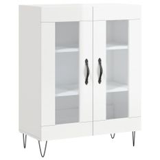 Buffet Blanc brillant 69,5x34x90 cm Bois d'ingénierie