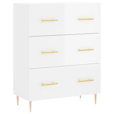 Buffet Blanc brillant 69,5x34x90 cm Bois d'ingénierie