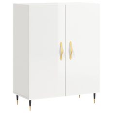 Buffet Blanc brillant 69,5x34x90 cm Bois d'ingénierie