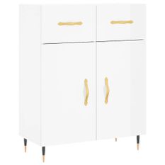 Buffet Blanc brillant 69,5x34x90 cm Bois d'ingénierie