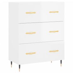 Buffet Blanc brillant 69,5x34x90 cm Bois d'ingénierie