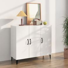 Buffet Blanc brillant 90x34x80 cm Bois d'ingénierie