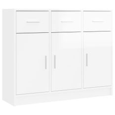 Buffet blanc brillant 91x28x75 cm bois d'ingénierie