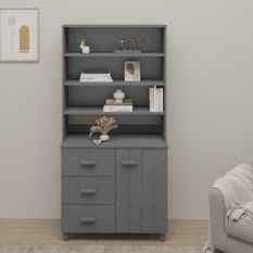 Buffet Bois massif de pin Gris foncé