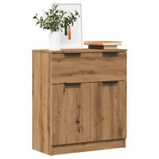 Buffet chêne artisanal 60x30x70 cm bois d'ingénierie