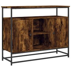 Buffet chêne fumé 100x35x80 cm bois d'ingénierie