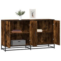 Buffet chêne fumé 134x35x76 cm bois d'ingénierie