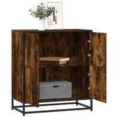 Buffet chêne fumé 68x35x76 cm bois d'ingénierie