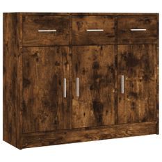 Buffet chêne fumé 91x28x75 cm bois d'ingénierie