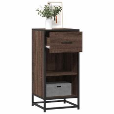 Buffet chêne marron 35,5x35x76 cm bois d'ingénierie et métal