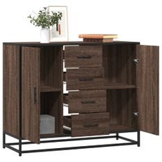 Buffet chêne marron 92x35x76 cm Bois d'ingénierie