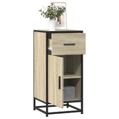 Buffet chêne sonoma 35,5x35x76 cm bois d'ingénierie et métal