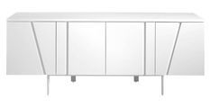 Buffet design 4 portes laqué et pieds acier blanc Basile