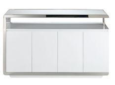 Buffet design 4 portes Modena 140 cm - Laqué blanc et acier chromé