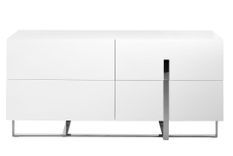 Buffet design 4 tiroirs Dezina 160 cm - Laqué blanc et acier chromé