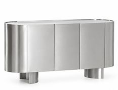 Buffet design LUNAIRE 160 cm – Luxe contemporain en acier inoxydable brossé