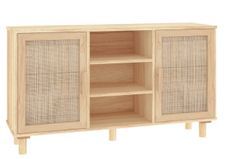 Buffet en bois avec 2 portes en Rotin naturel 105 cm - Modèle Kaliga