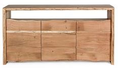 Buffet en bois d'acacia naturel 3 tiroirs 2 portes Adria 160 cm