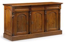 Buffet en bois d'acajou marron 3 portes CASTLE - Style colonial