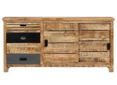 Buffet en bois de manguier et acier noir Nespra 160 cm – Élégance intemporelle