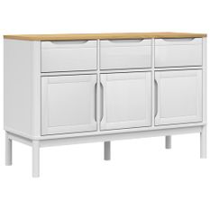 Buffet FLORO blanc 114x43x74 cm bois massif de pin