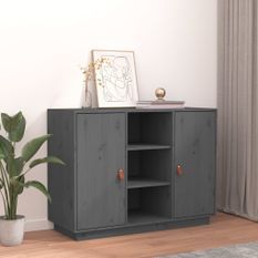 Buffet Gris 100x40x75 cm Bois massif de pin