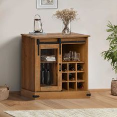 Buffet HALDEN avec porte coulissante 80x40x80 cm bois massif
