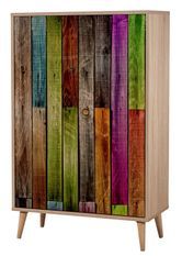 Buffet haut 2 portes en bois clair et multicouleurs Kiza 726