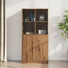 Buffet haut avec portes chêne artisanal bois d'ingénierie