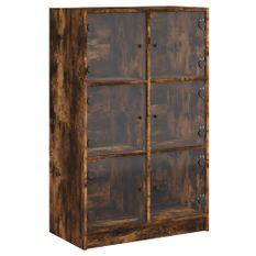 Buffet haut avec portes chêne fumé 68x37x109 cm bois ingénierie