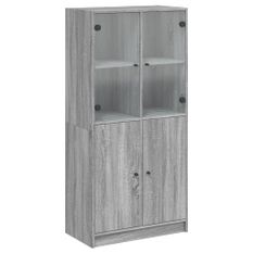 Buffet haut avec portes gris sonoma 68x37x142cm bois ingénierie