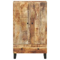 Buffet haut avec tiroir 60x33x100cm bois massif manguier et fer