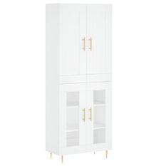 Buffet haut Blanc 69,5x34x180 cm Bois d'ingénierie