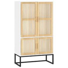 Buffet haut blanc 70x35x125 cm bois d'ingénierie