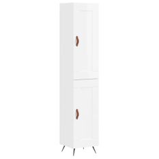 Buffet haut Blanc brillant 34,5x34x180 cm Bois d'ingénierie