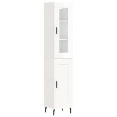 Buffet haut Blanc brillant 34,5x34x180 cm Bois d'ingénierie