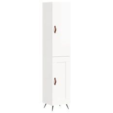 Buffet haut Blanc brillant 34,5x34x180 cm Bois d'ingénierie