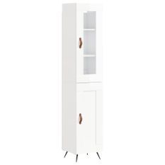 Buffet haut Blanc brillant 34,5x34x180 cm Bois d'ingénierie