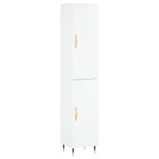 Buffet haut Blanc brillant 34,5x34x180 cm Bois d'ingénierie