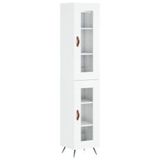 Buffet haut Blanc brillant 34,5x34x180 cm Bois d'ingénierie