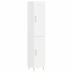 Buffet haut Blanc brillant 34,5x34x180 cm Bois d'ingénierie