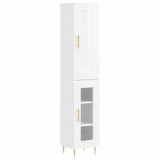 Buffet haut blanc brillant 34,5x34x180 cm bois d'ingénierie