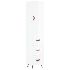 Buffet haut Blanc brillant 34,5x34x180 cm Bois d'ingénierie