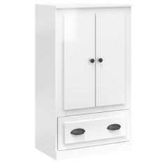 Buffet haut blanc brillant 60x35,5x103,5 cm bois d'ingénierie