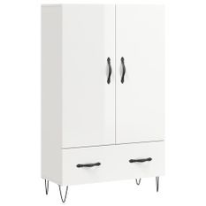 Buffet haut blanc brillant 69,5x31x115 cm bois d'ingénierie