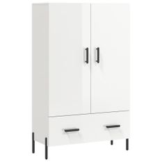 Buffet haut blanc brillant 69,5x31x115 cm bois d'ingénierie