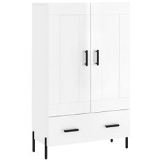 Buffet haut blanc brillant 69,5x31x115 cm bois d'ingénierie