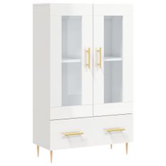 Buffet haut blanc brillant 69,5x31x115 cm bois d'ingénierie