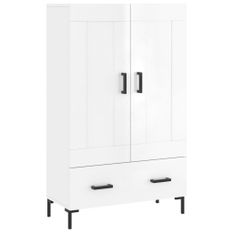 Buffet haut blanc brillant 69,5x31x115 cm bois d'ingénierie